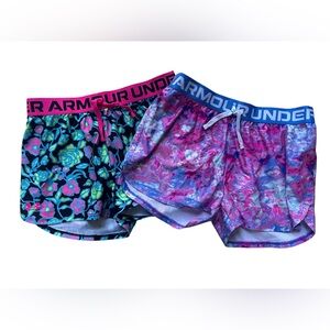 Under Armour Girls Large Youth UA Play Up Shorts Lot Of 2 YLG Colorful